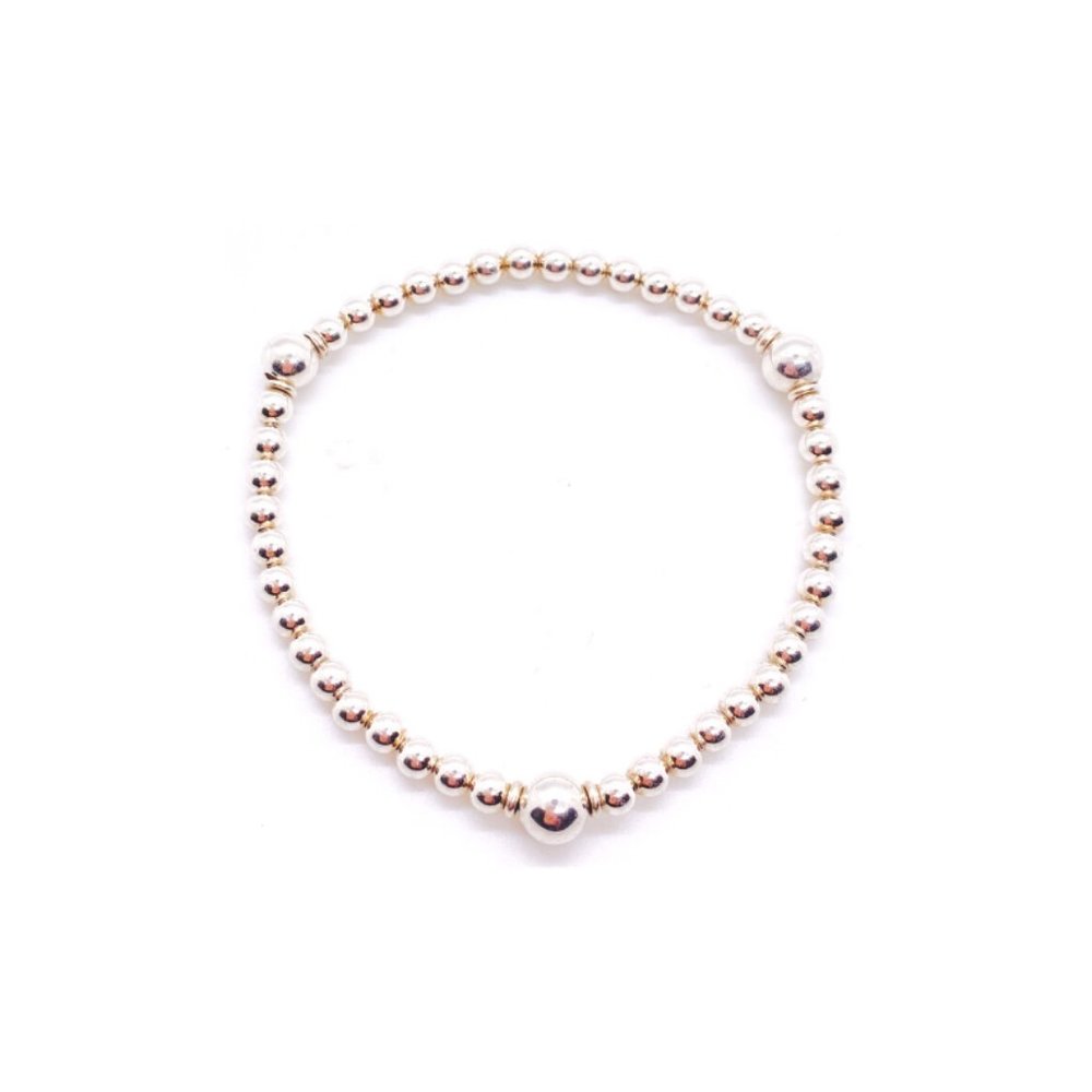 Sterling Silver Stretch Bracelet 4mm & 7mm Beads